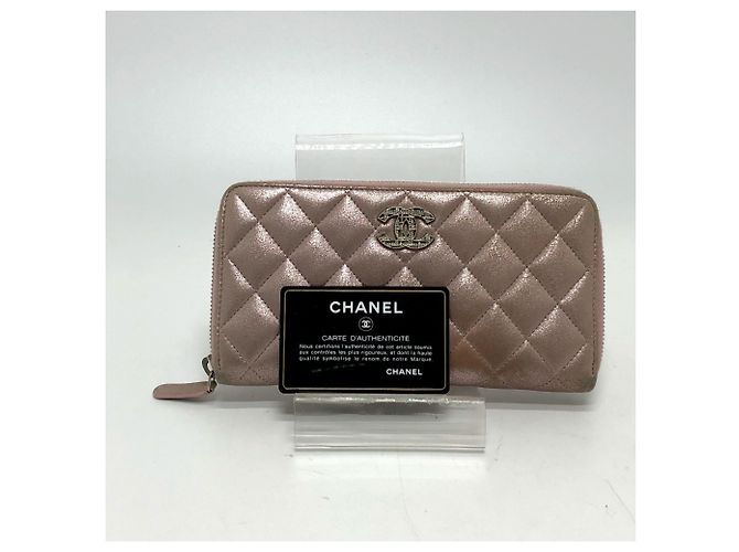 Cartera larga de cuero rosa Chanel - vista 15