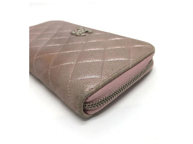 Cartera larga de cuero rosa Chanel - vista 3