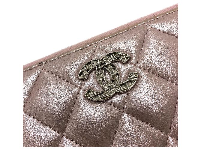 Cartera larga de cuero rosa Chanel - vista 9