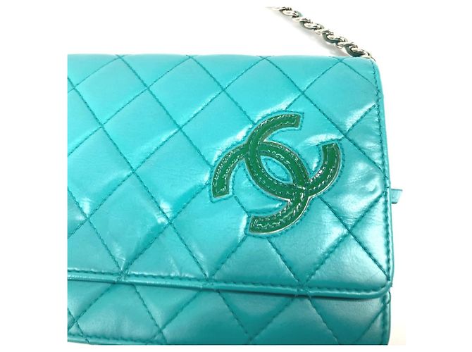 Portafoglio a catena matelassé Chanel CC Coco Mark Verde - vista 6