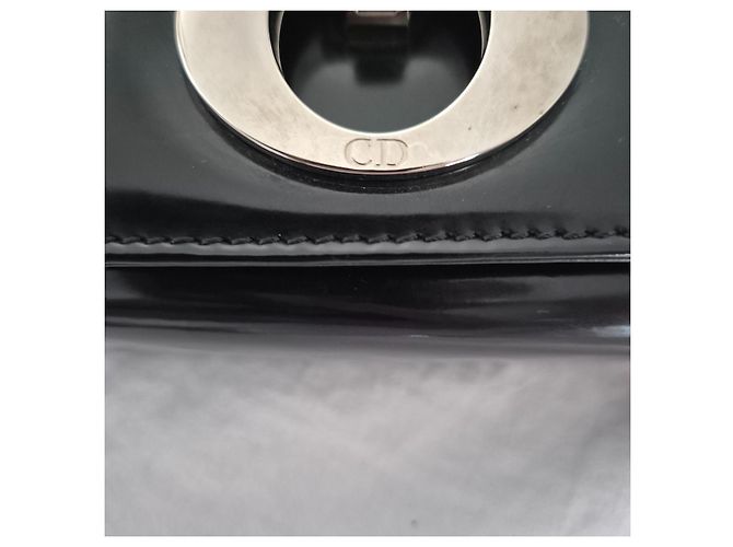 Borsa a tracolla Dior Collection O in pelle nera lucida Nero - vista 10