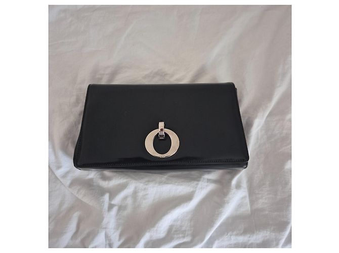 Borsa a tracolla Dior Collection O in pelle nera lucida Nero - vista 11