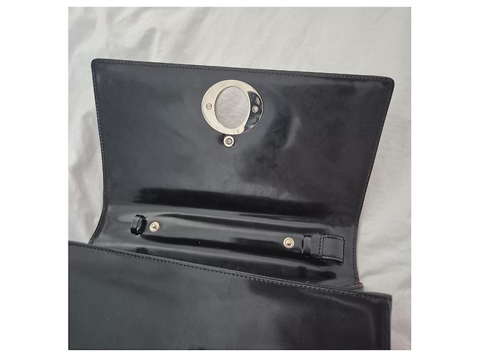 Borsa a tracolla Dior Collection O in pelle nera lucida Nero - vista 4