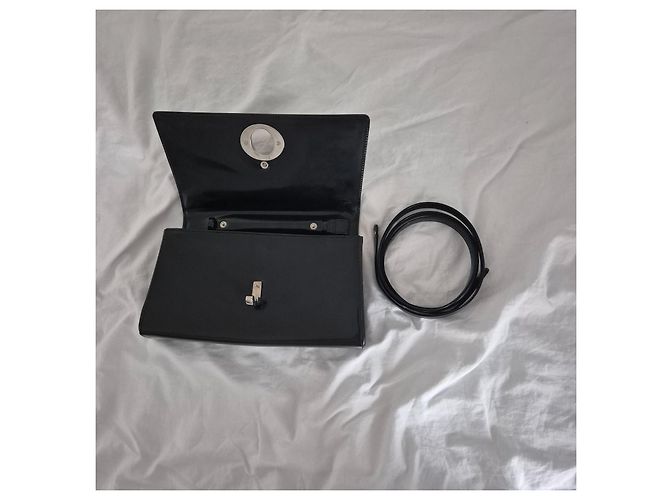 Borsa a tracolla Dior Collection O in pelle nera lucida Nero - vista 5
