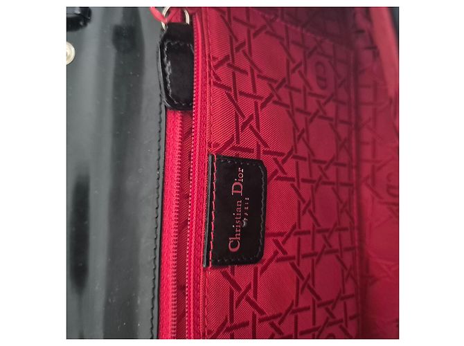 Borsa a tracolla Dior Collection O in pelle nera lucida Nero - vista 8