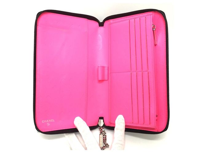 Cartera Larga Línea Cambon de Chanel Negro Rosa - vista 7