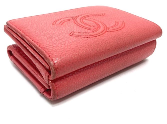 Chanel Lachsrosa Tri-Fold Geldbörse Pink - Ansicht 3