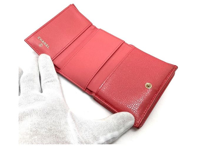 Chanel Lachsrosa Tri-Fold Geldbörse Pink - Ansicht 8