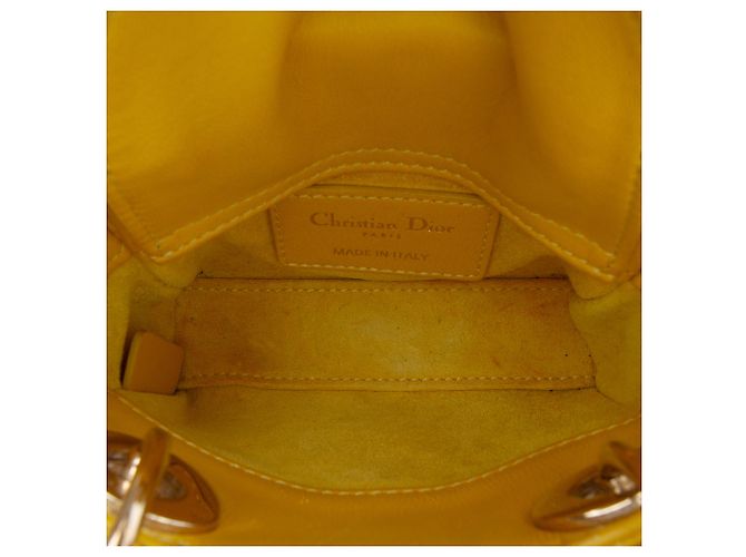 Dior Giallo Micro Pelle di Agnello Cannage Lady Dior Senape - vista 4