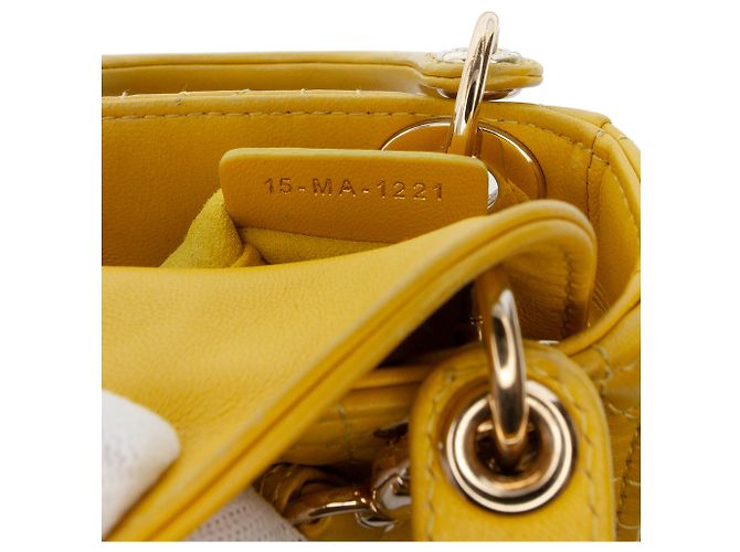 Dior Giallo Micro Pelle di Agnello Cannage Lady Dior Senape - vista 5
