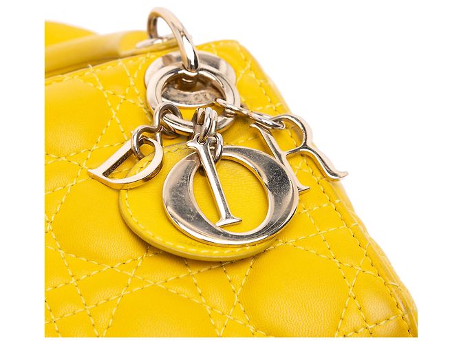 Dior Giallo Micro Pelle di Agnello Cannage Lady Dior Senape - vista 6