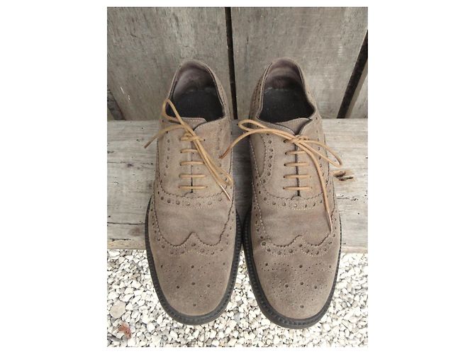 Derbies Santoni Marron Clair Daim - vue 3