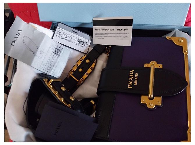 Autre Marque Borsa Notebook Prada in pelle viola Porpora - vista 10