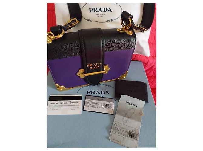 Autre Marque Borsa Notebook Prada in pelle viola Porpora - vista 3