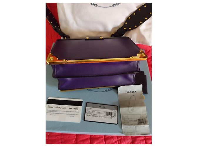 Autre Marque Borsa Notebook Prada in pelle viola Porpora - vista 6