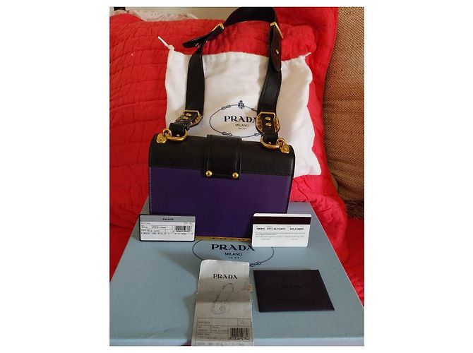 Autre Marque Borsa Notebook Prada in pelle viola Porpora - vista 9