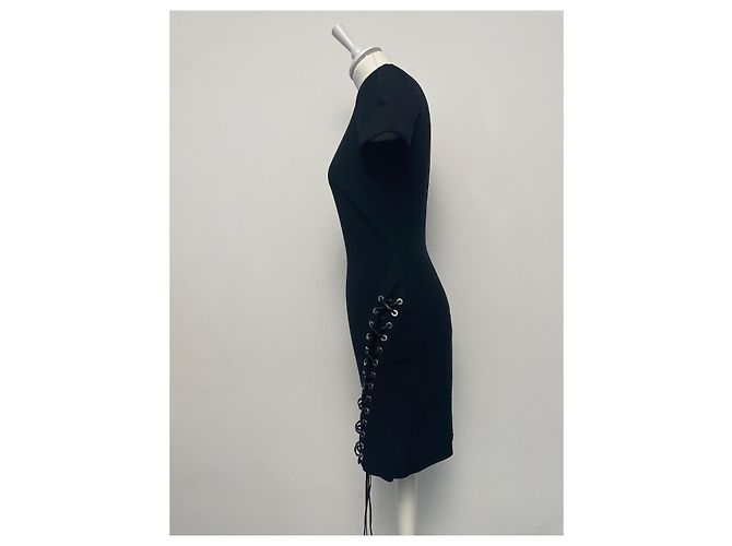 Dsquared2 Schwarzes Kleid mit Lederbändern - Ansicht 7