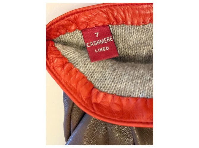360 Cashmere Leder und Kaschmir Handschuhe Braun - Ansicht 3