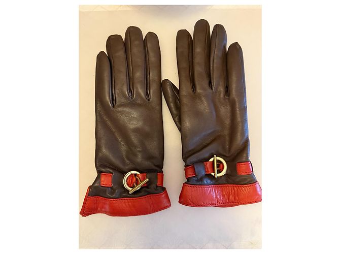 360 Cashmere Leder und Kaschmir Handschuhe Braun - Ansicht 5