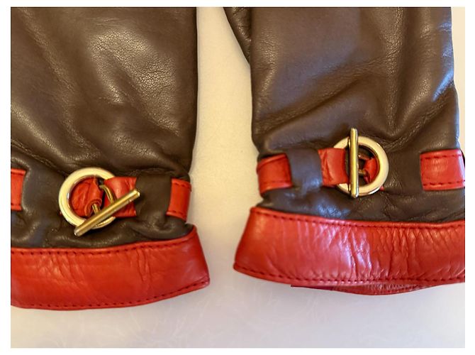 360 Cashmere Leder und Kaschmir Handschuhe Braun - Ansicht 6