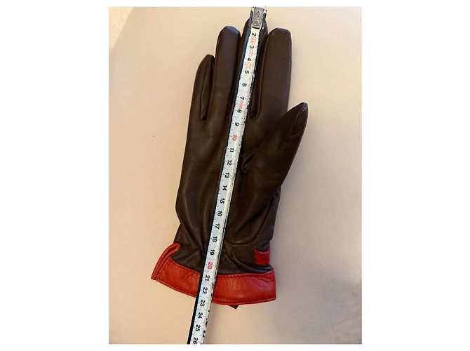 360 Cashmere Leder und Kaschmir Handschuhe Braun - Ansicht 8