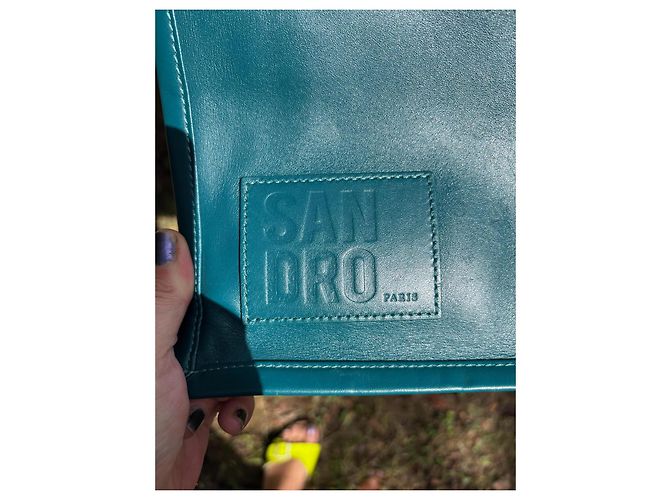 Borsa tote Sandro in pelle blu - vista 10