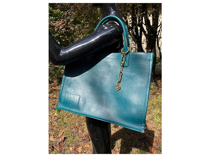 Borsa tote Sandro in pelle blu - vista 15