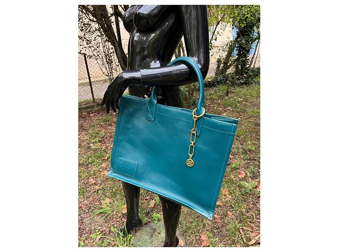 Borsa tote Sandro in pelle blu - vista 17