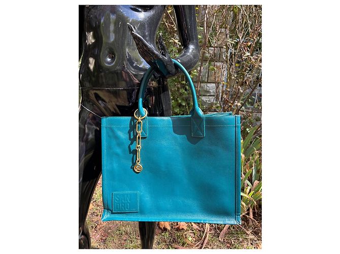 Borsa tote Sandro in pelle blu - vista 2