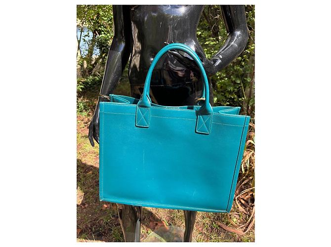 Borsa tote Sandro in pelle blu - vista 7