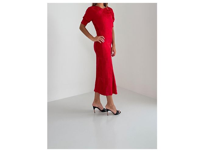 Isabel Marant Midi Kleid Rot Viscose - Ansicht 4