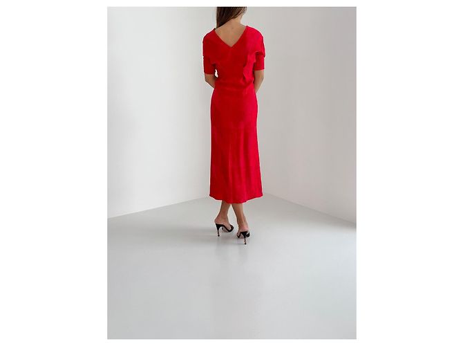 Isabel Marant Midi Kleid Rot Viscose - Ansicht 7