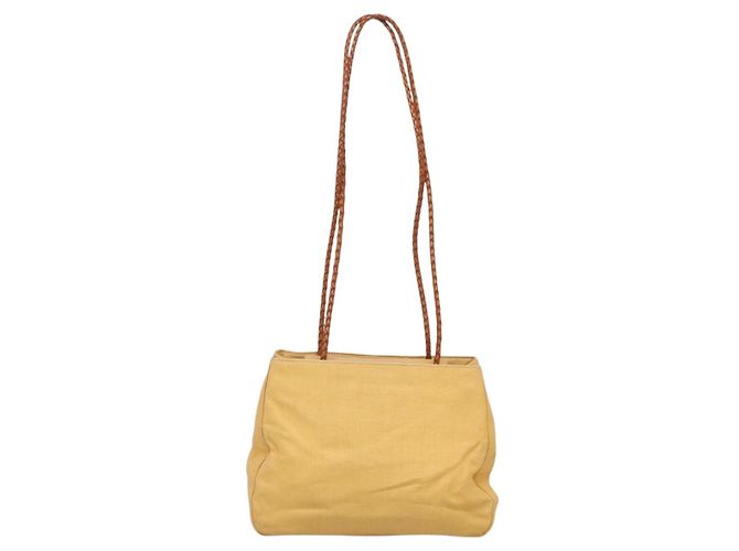 Borsa a Spalla Gianni Versace in Tela e Pelle Giallo Oro Auth bs28971 D'oro - vista 2