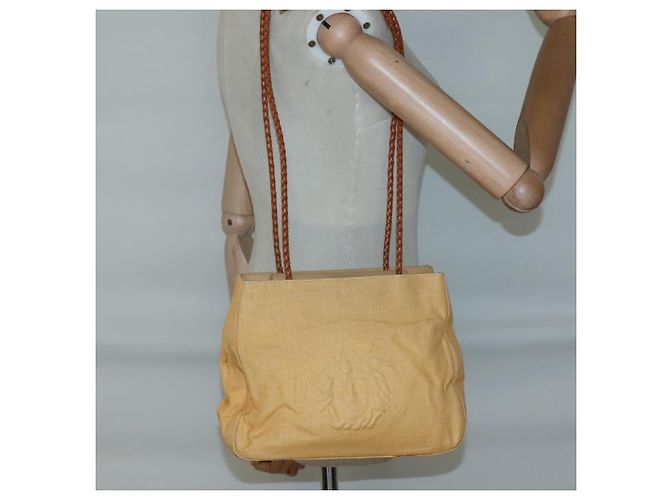 Borsa a Spalla Gianni Versace in Tela e Pelle Giallo Oro Auth bs28971 D'oro - vista 21