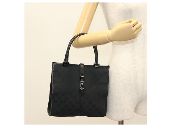 Borsa a mano Jackie in tela GG Gucci Nero Argento 002 1065 Auth ep10213 - vista 21