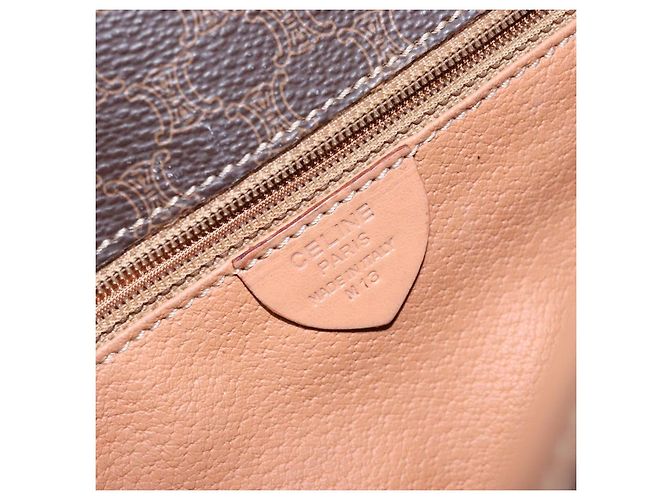 Céline Borsa a Spalla in Tela Macadam CELINE in Pelle PVC Marrone Oro Auth ep10201 D'oro - vista 12