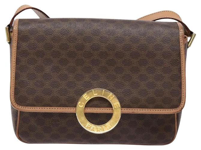 Céline Borsa a Spalla in Tela Macadam CELINE in Pelle PVC Marrone Oro Auth ep10201 D'oro - vista 13