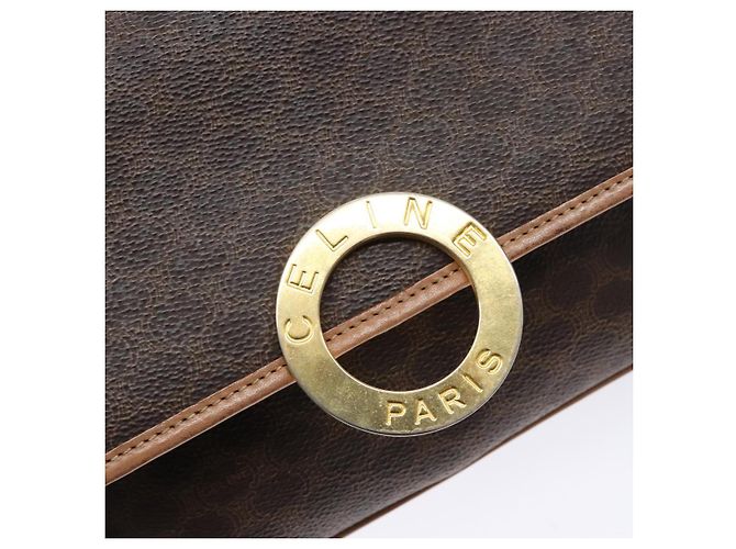 Céline Borsa a Spalla in Tela Macadam CELINE in Pelle PVC Marrone Oro Auth ep10201 D'oro - vista 17