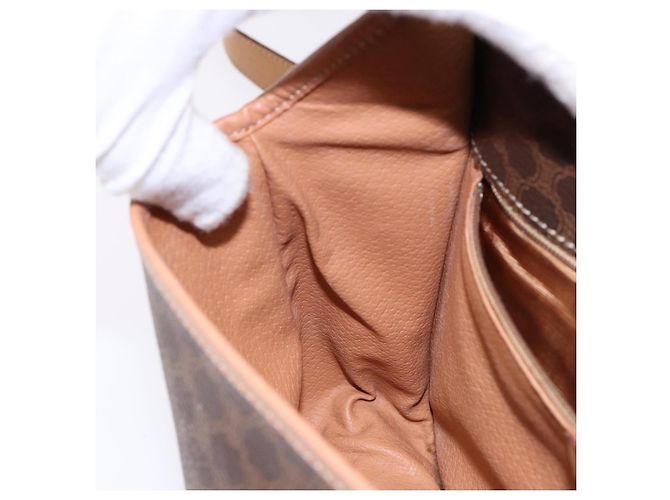 Céline Borsa a Spalla in Tela Macadam CELINE in Pelle PVC Marrone Oro Auth ep10201 D'oro - vista 20