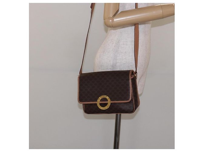 Céline Borsa a Spalla in Tela Macadam CELINE in Pelle PVC Marrone Oro Auth ep10201 D'oro - vista 21
