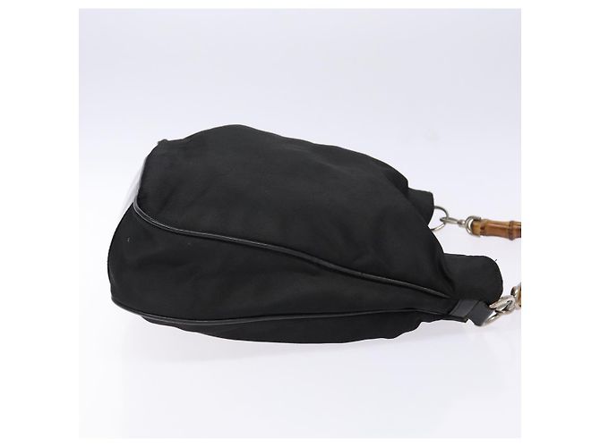 Borsa a Spalla Gucci Bamboo Nylon Nero Argento 001 1553 1577 Auth bs28640 - vista 3