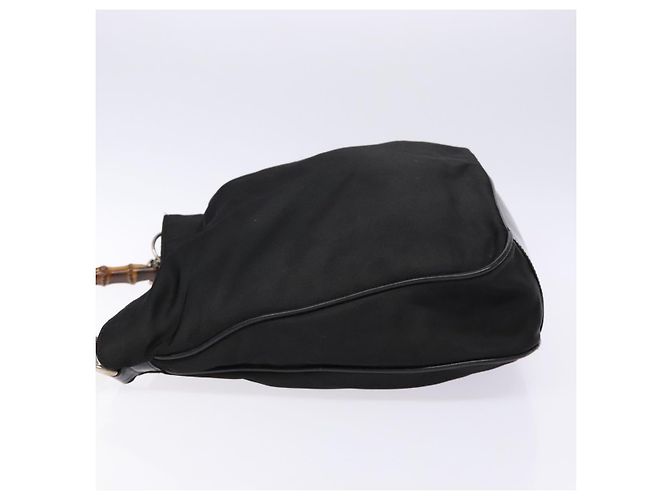 Borsa a Spalla Gucci Bamboo Nylon Nero Argento 001 1553 1577 Auth bs28640 - vista 4
