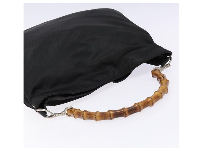 Borsa a Spalla Gucci Bamboo Nylon Nero Argento 001 1553 1577 Auth bs28640 - vista 6