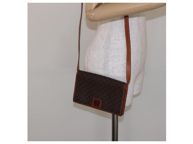Céline Borsa a Spalla in Tela Macadam CELINE in Pelle PVC Marrone Oro Auth ki5877 D'oro - vista 21