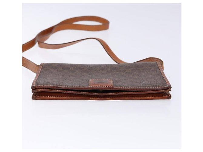 Céline Borsa a Spalla in Tela Macadam CELINE in Pelle PVC Marrone Oro Auth ki5877 D'oro - vista 4