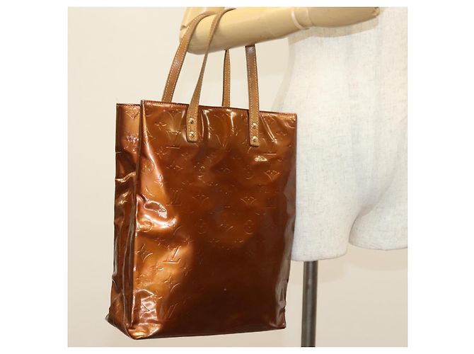 LOUIS VUITTON Borsa a Mano Monogram Vernis Reade MM Bronzo M91143 LV Auth 137924 - vista 23