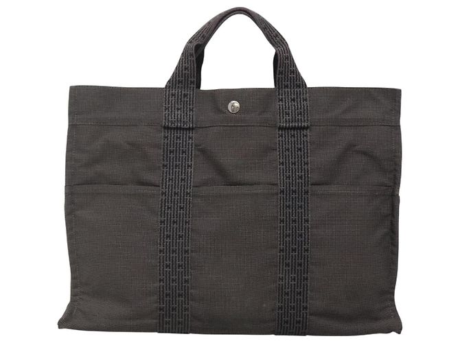 Hermès HERMES Handtasche Her Line MM Canvas Grau Silber Auth 140108 Braun - Ansicht 13