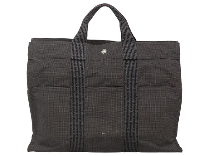 Hermès HERMES Handtasche Her Line MM Canvas Grau Silber Auth 140108 Braun - Ansicht 2