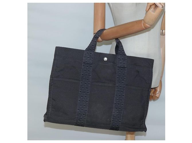 Hermès HERMES Handtasche Her Line MM Canvas Grau Silber Auth 140108 Braun - Ansicht 20