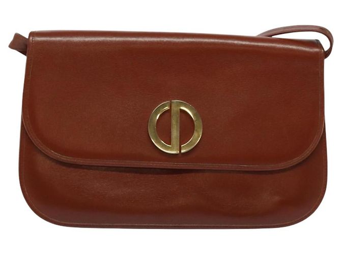 Christian Dior Schultertasche aus braunem Leder mit Gold Auth fm4829 Golden - Ansicht 13
